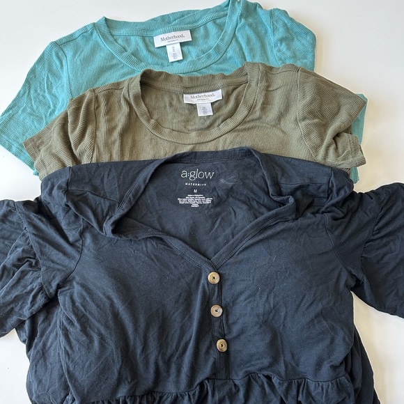 Motherhood Maternity Blue and Olive Short Sleeve Tops - Picture 1 of 2